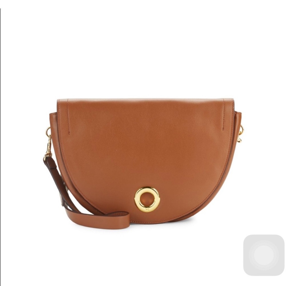 Halston leather saddle bag